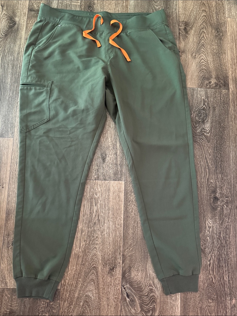 Figs Olive Sweatpants with Orange Drawstring